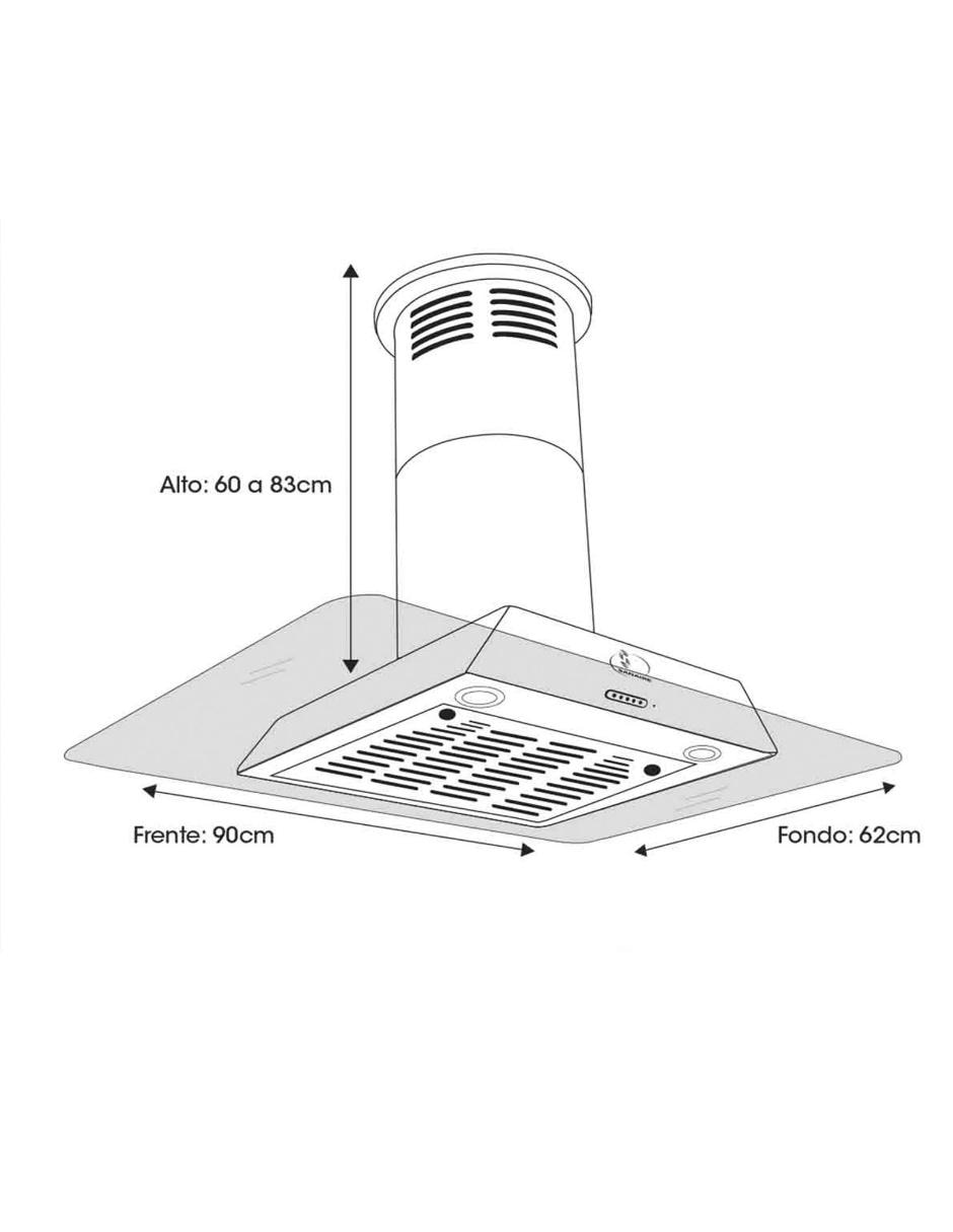 Campana de isla Sanaire HER 90 CM C de cristal templado