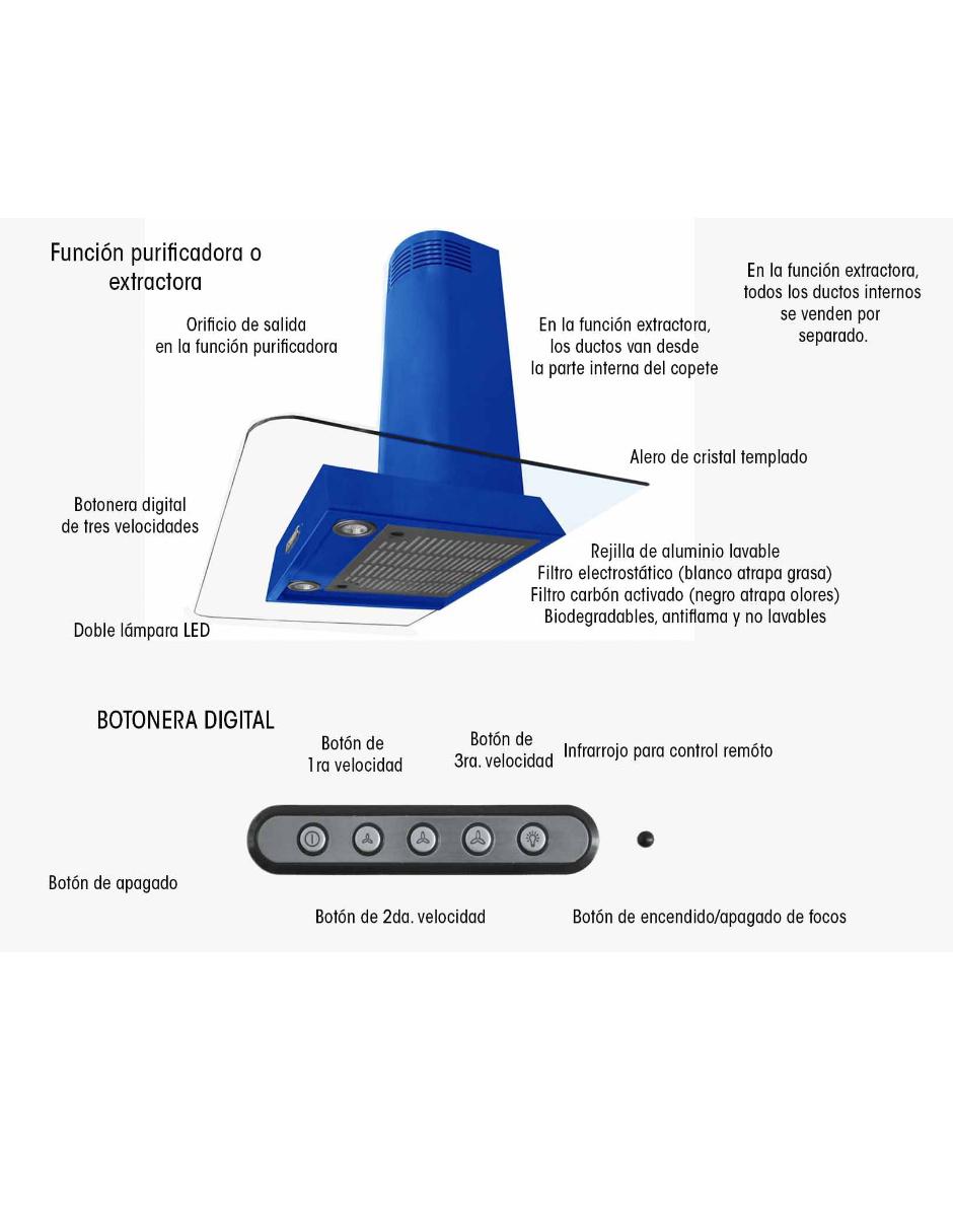 Campana de pared CA HER 090 P de cristal templado