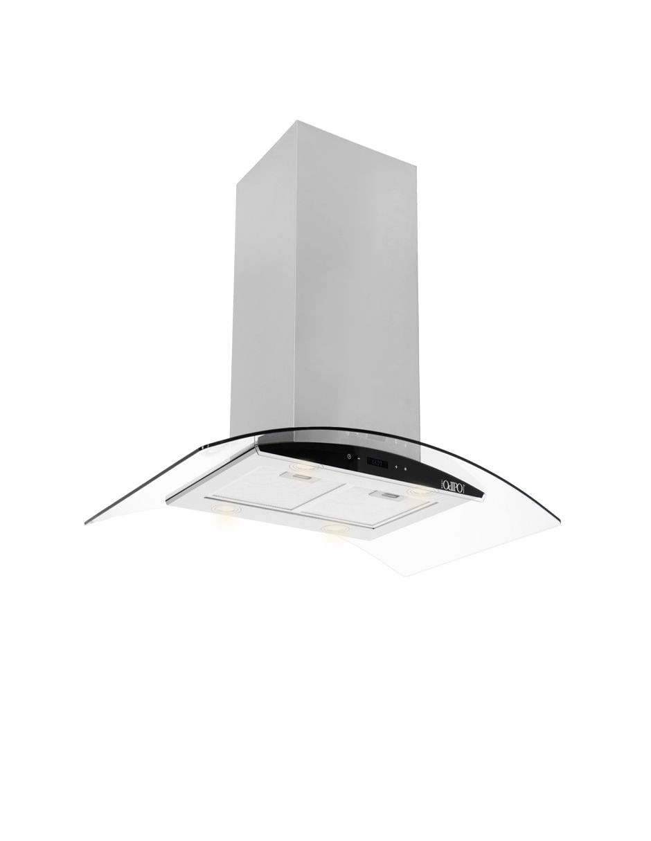 Campana de isla Odipo Ventex de acero inoxidable