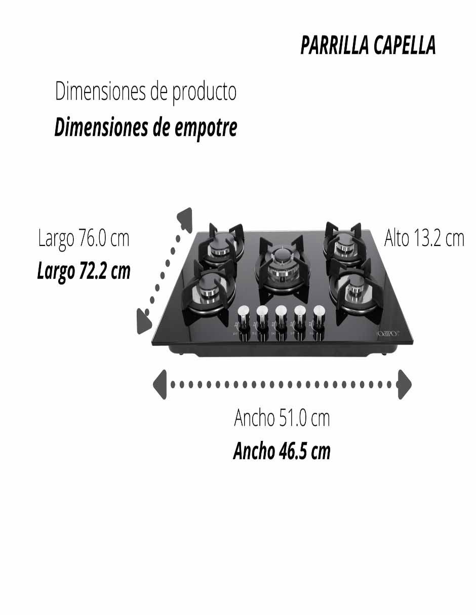Parrilla a gas lp empotrable Odipo