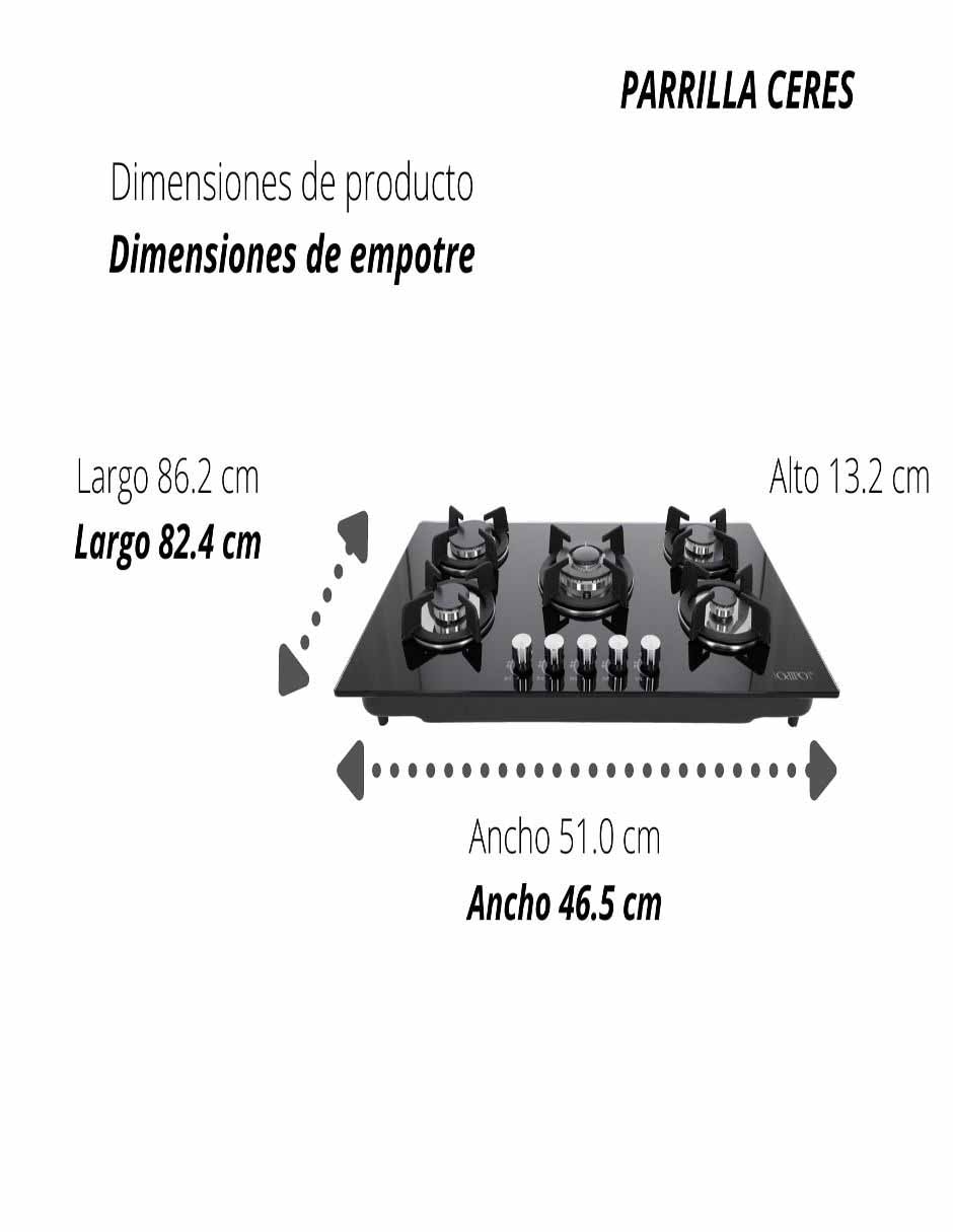 Parrilla a gas lp empotrable Odipo