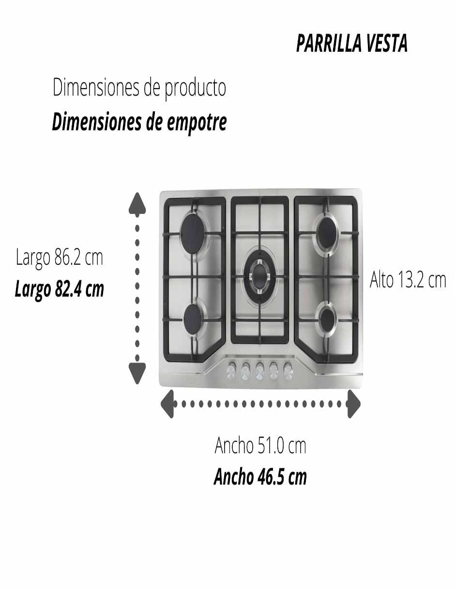 Parrilla a gas lp empotrable Odipo