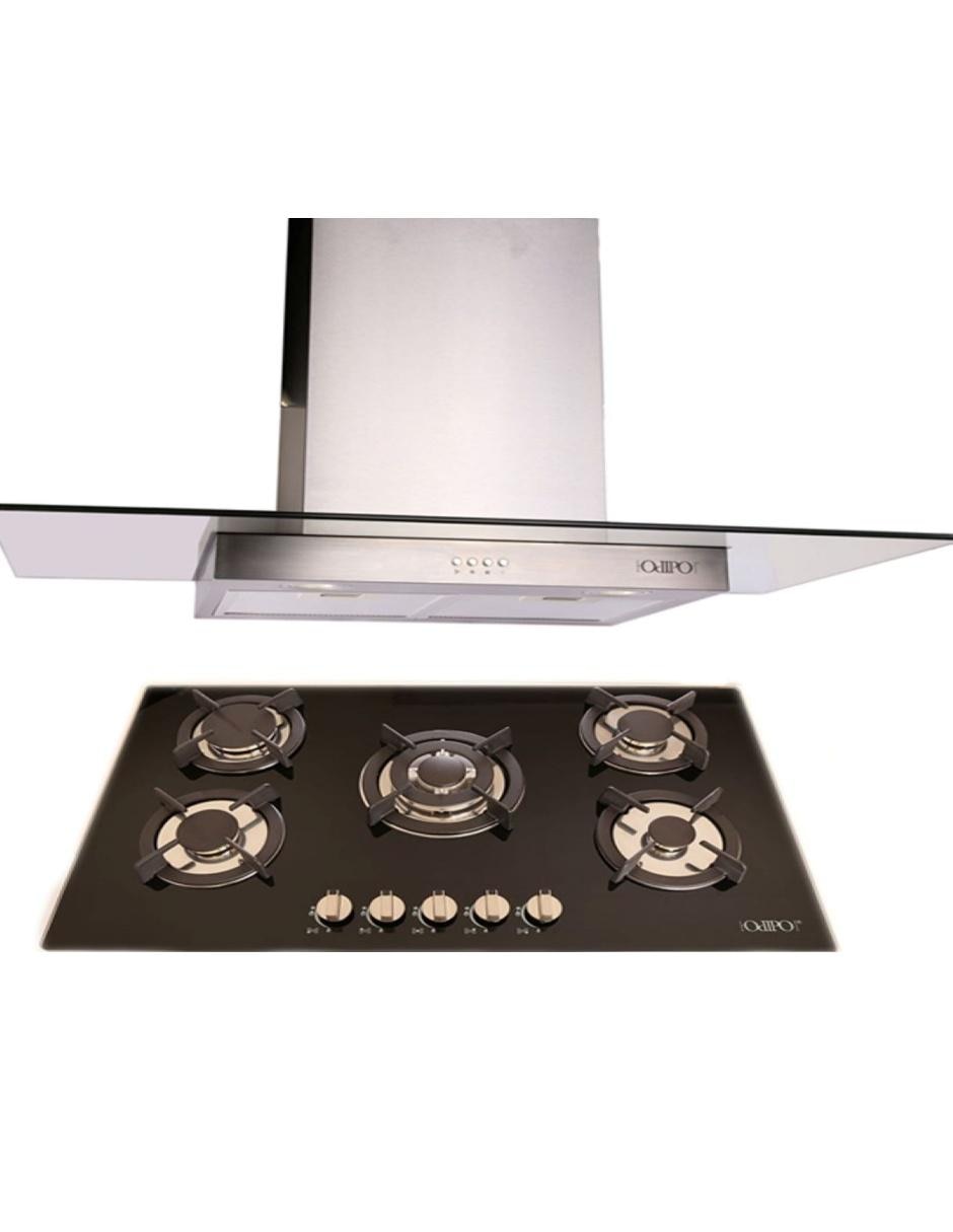 Combo de parrilla + campana Telux + Ceres de cristal templado