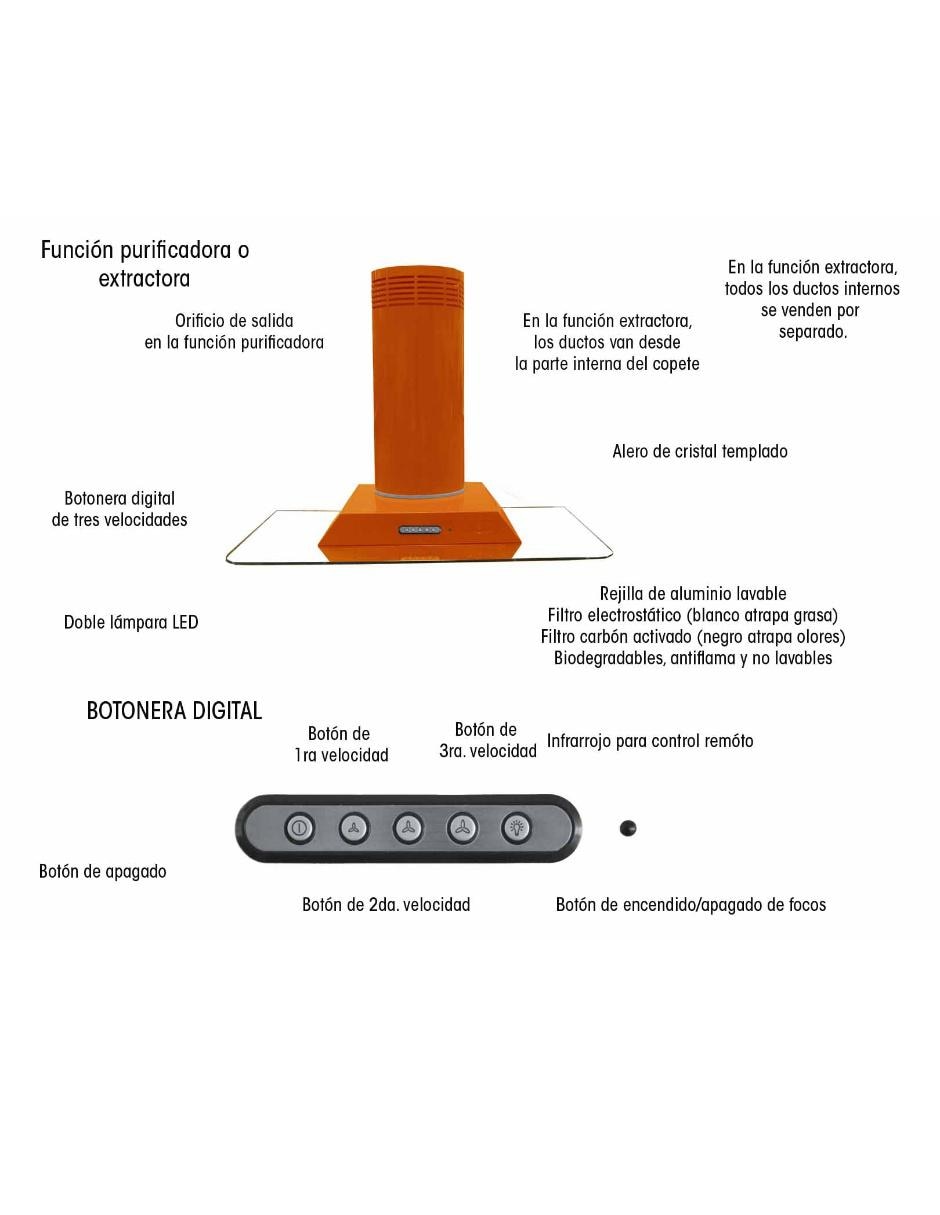 Campana de pared Sanaire CA HERA 090 P de cristal templado