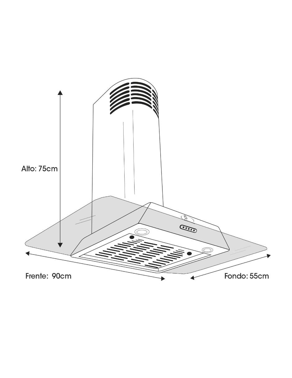 Campana de pared Sanaire CA HERA 090 P de cristal templado