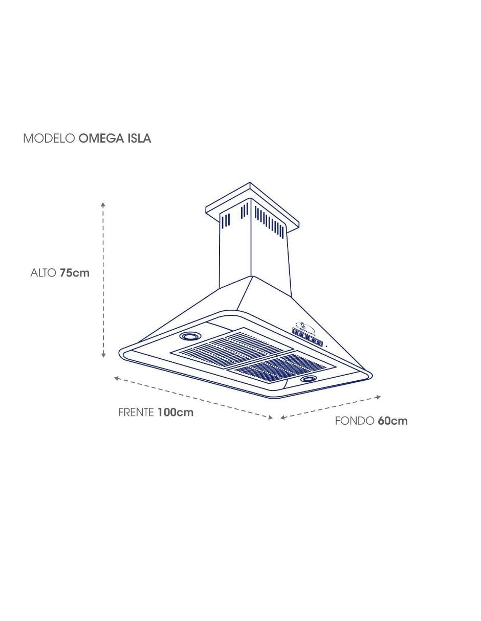 Campana de isla Sanaire OMEGA ISL 100CM de acero inoxidable
