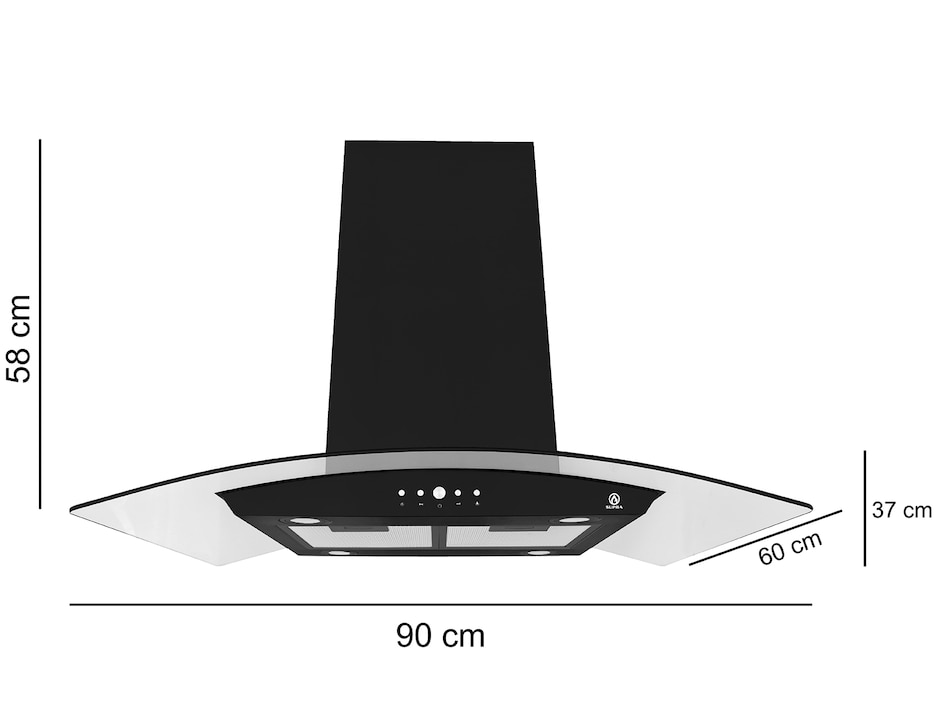 Campana de isla CI-90 BLACK de acero inoxidable 5