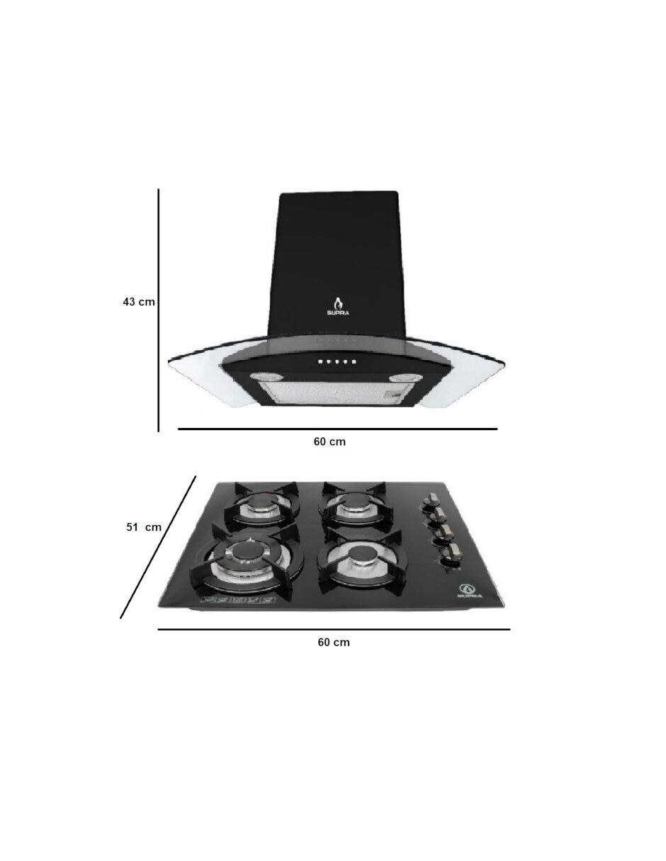 Combo campana de cocina Supra C6-08-BB de acero inoxidable