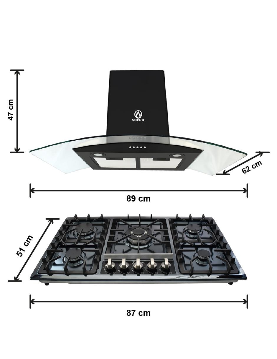 Combo campana de cocina Supra VITERBO de acero inoxidable