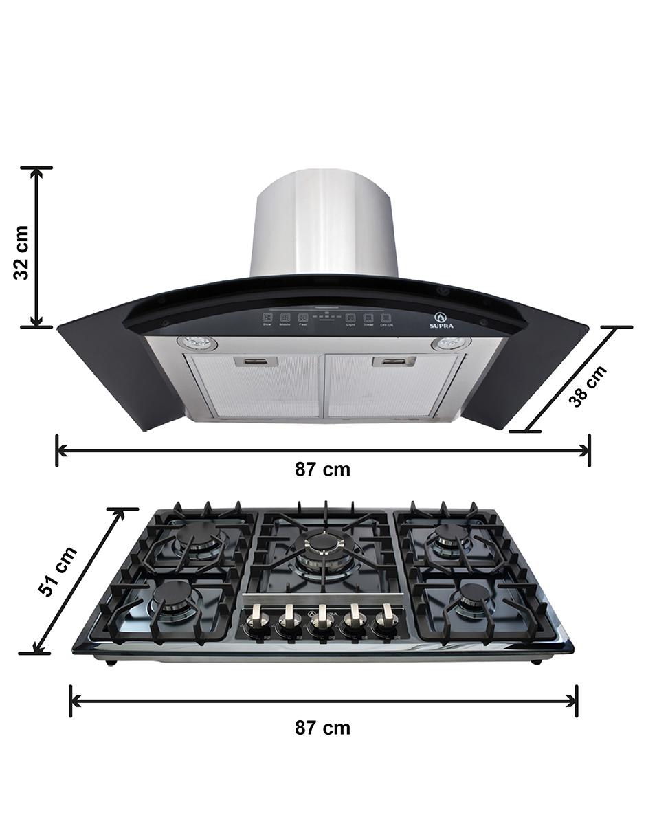 Combo campana de cocina ASCOLI de acero inoxidable