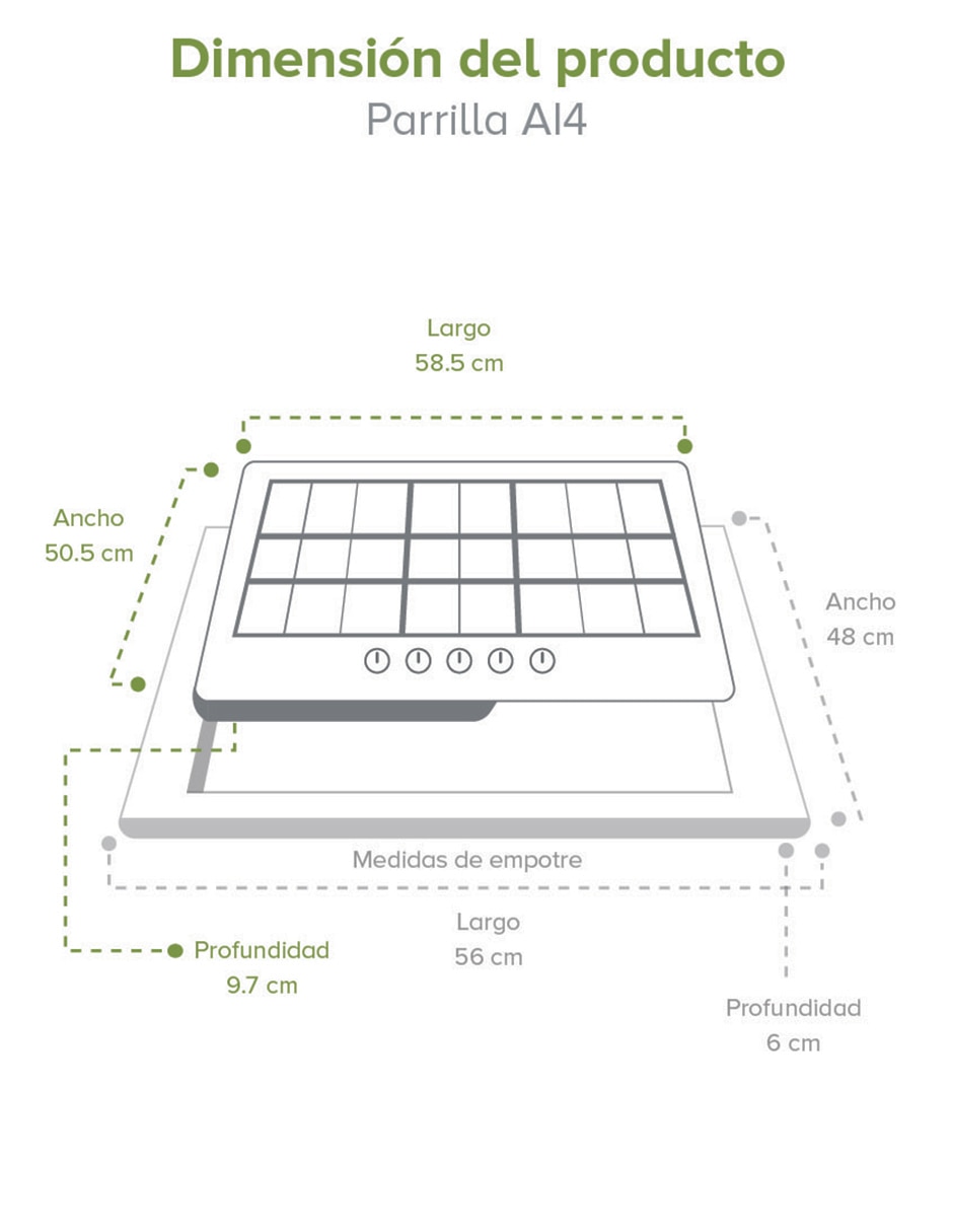 Parrilla a gas lp empotrable