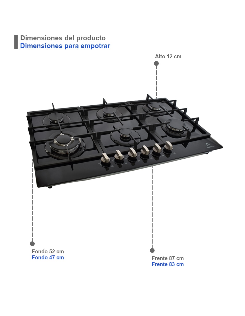 Parrilla a gas lp empotrable 6