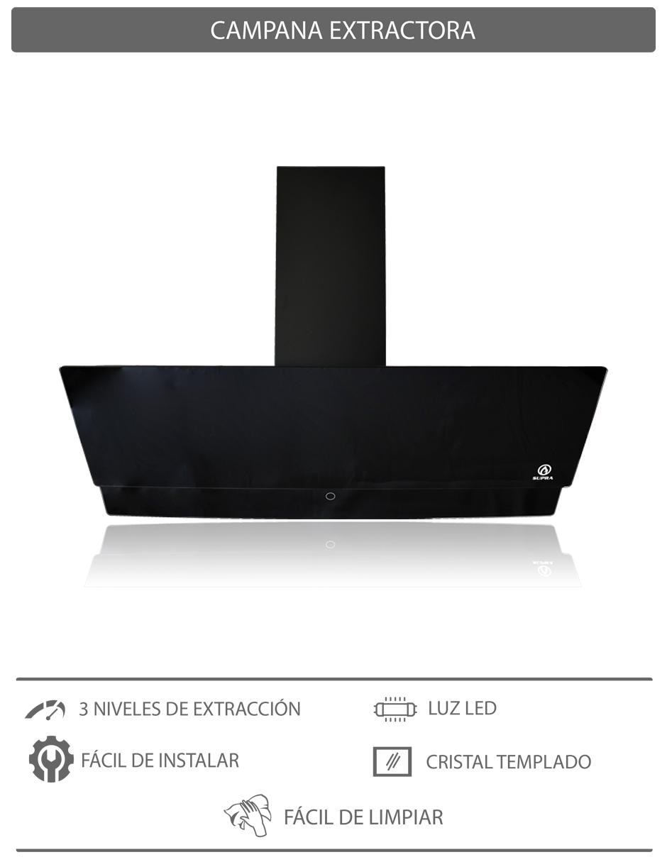 Combo campana de cocina Supra de cristal templado