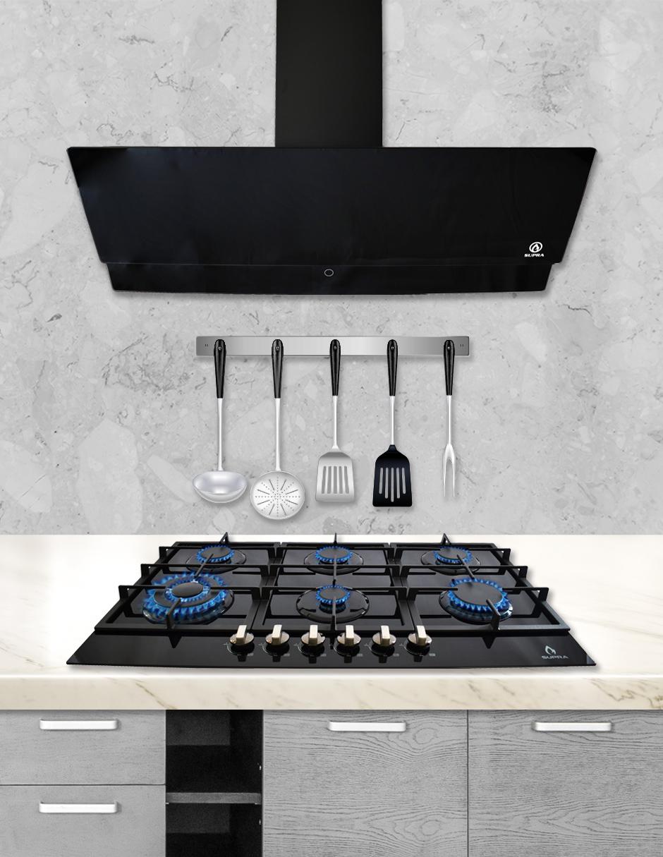 Combo campana de cocina Supra de cristal templado