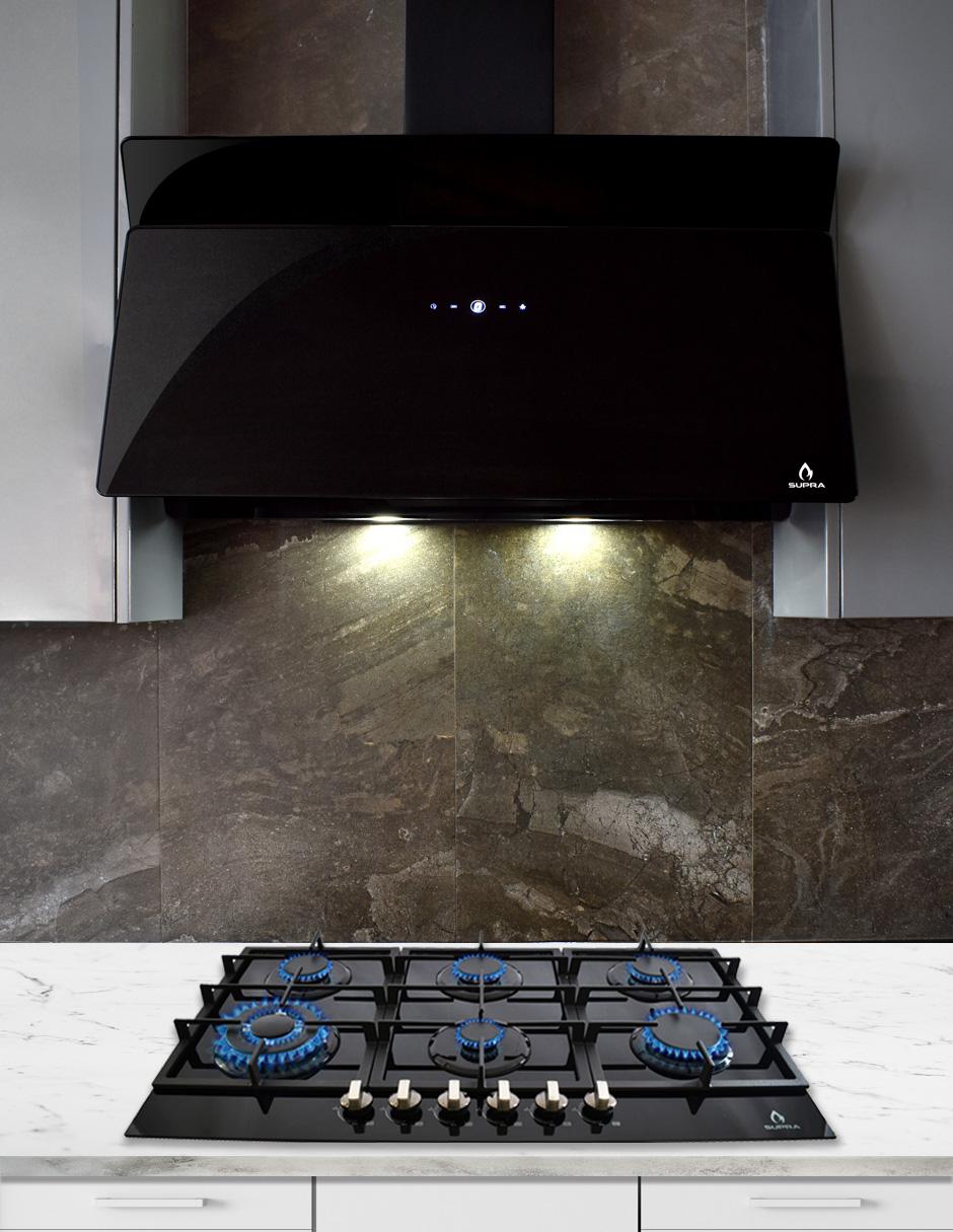 Combo campana de cocina Supra de cristal templado
