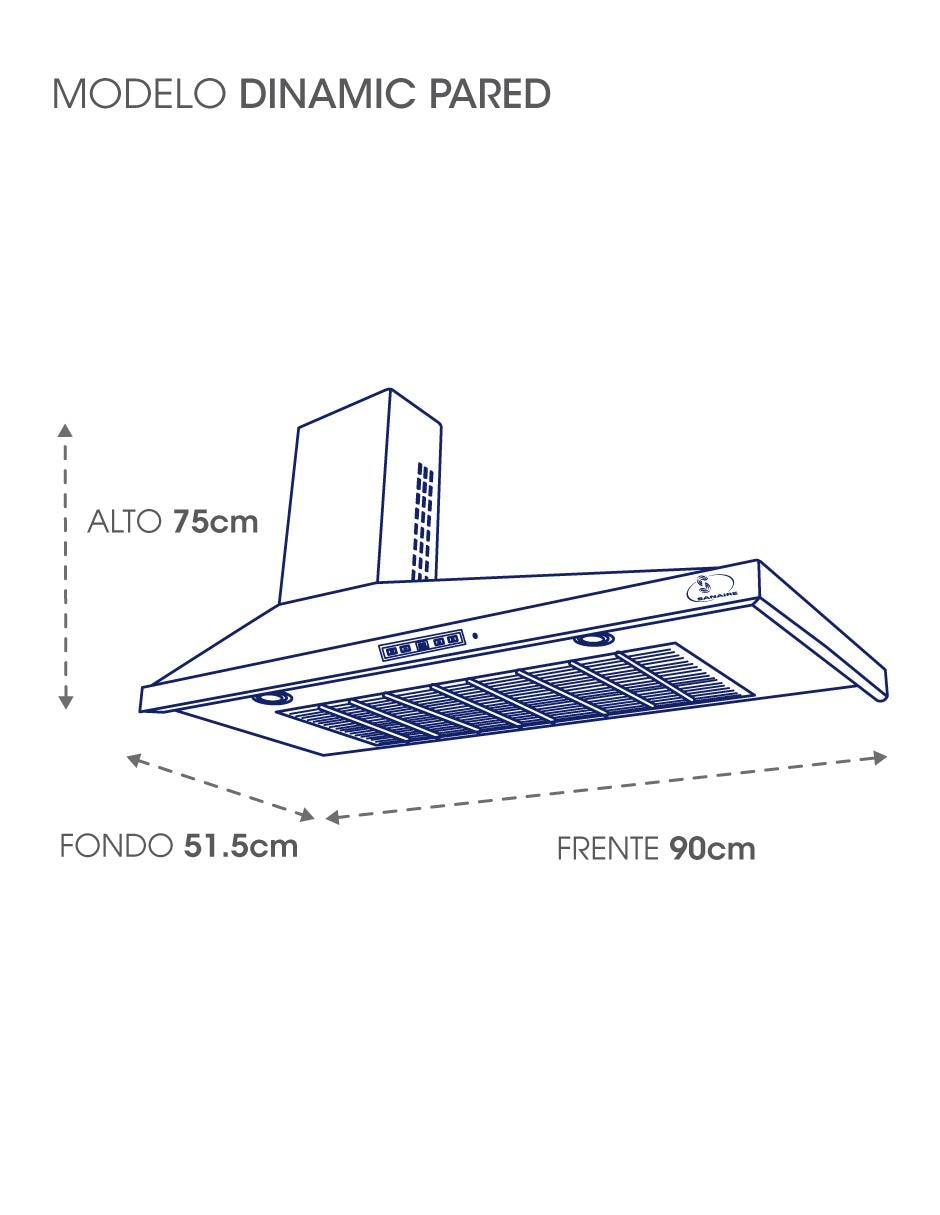 Campana de pared Sanaire DINAMIC 90 SS de acero inoxidable