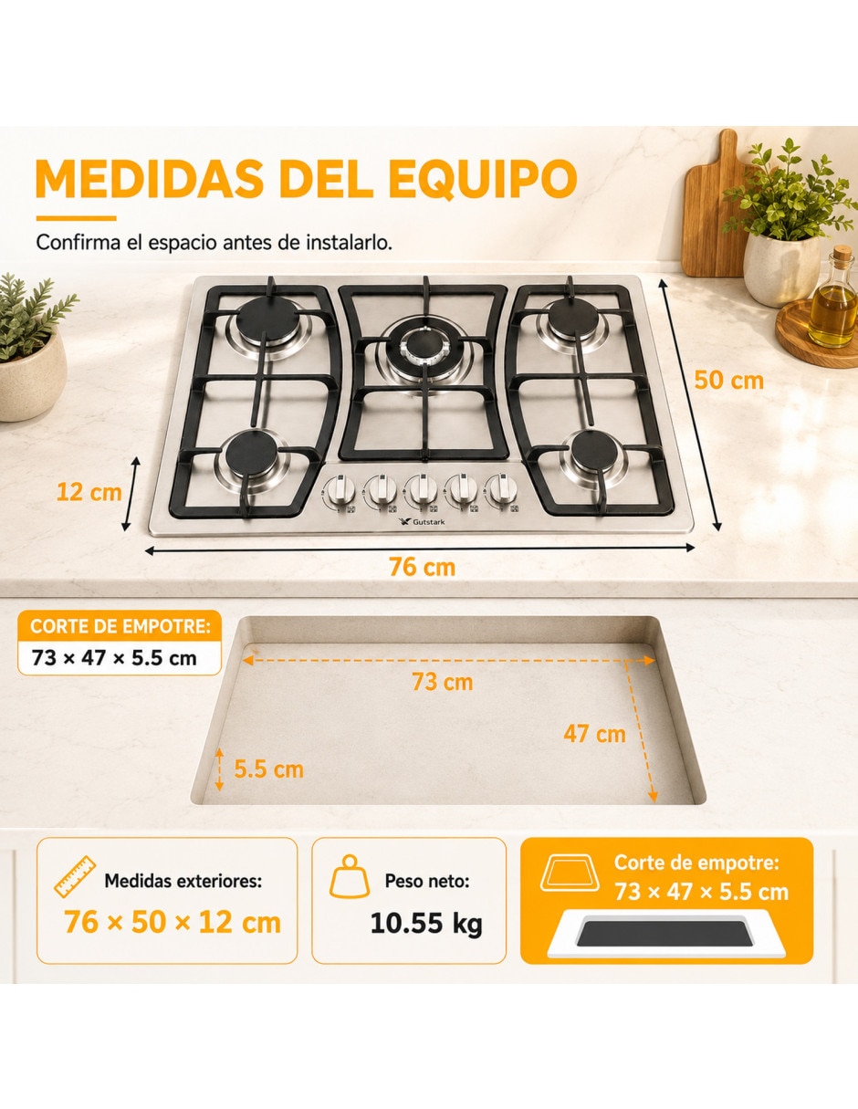 Parrilla a gas lp empotrable Gutstark