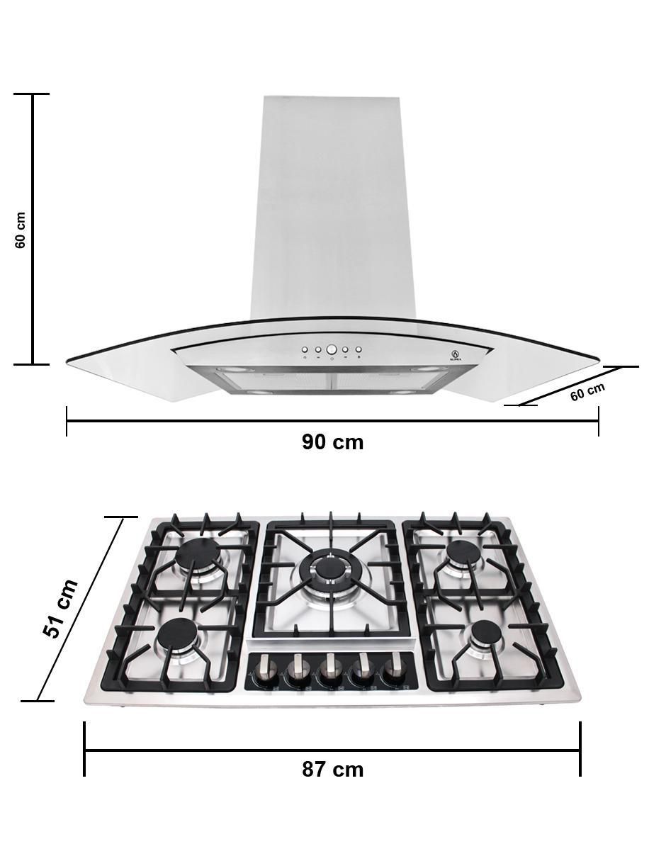 Combo campana de cocina Terni de acero inoxidable 6