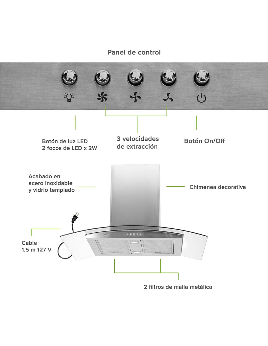 Campana de pared CEVD90B de acero inoxidable 3