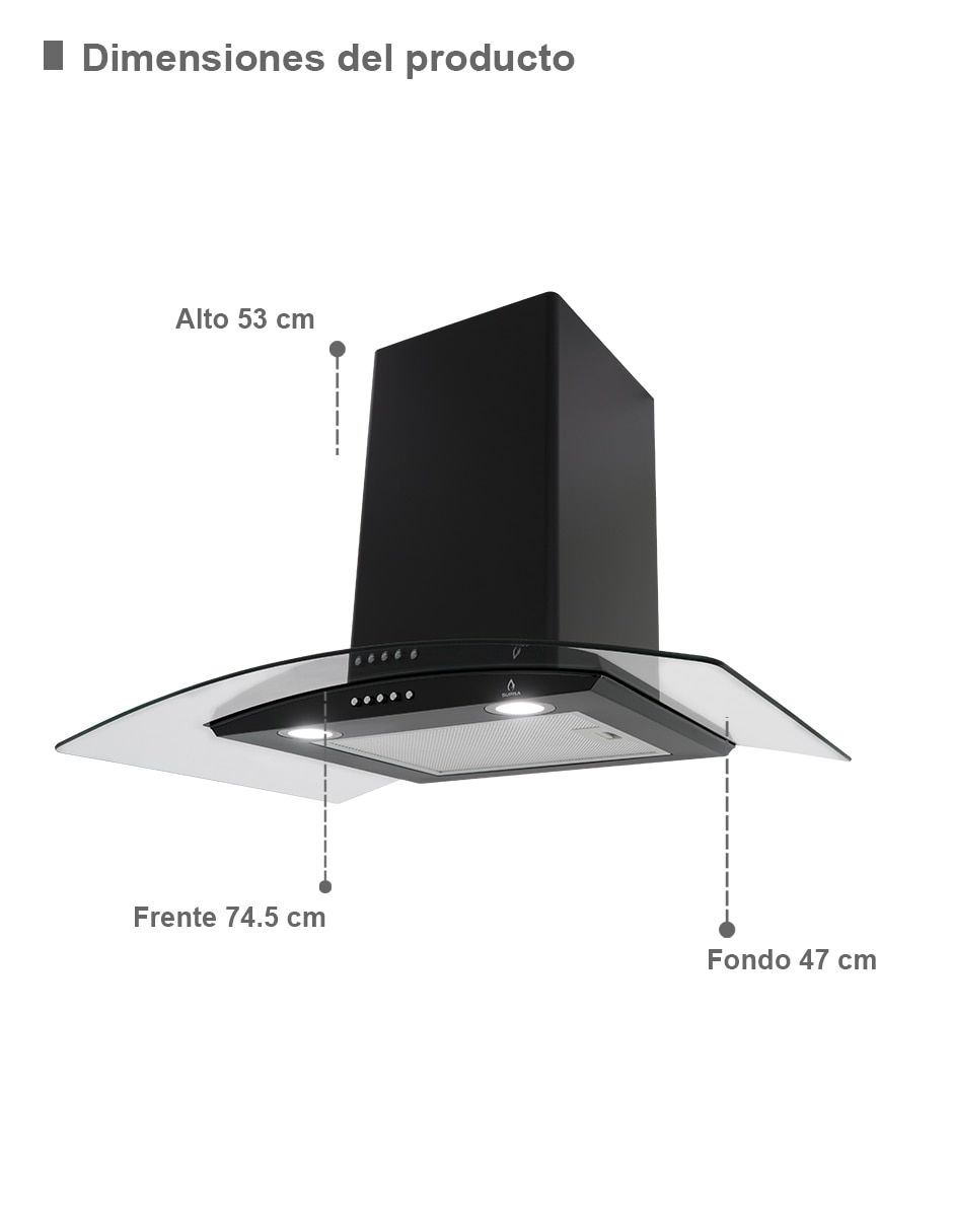 Campana de pared CC-76-BLACK de cristal templado 3