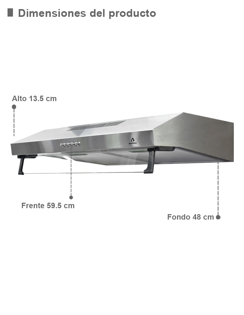 Campana de pared NUBE A-60 de acero inoxidable 6