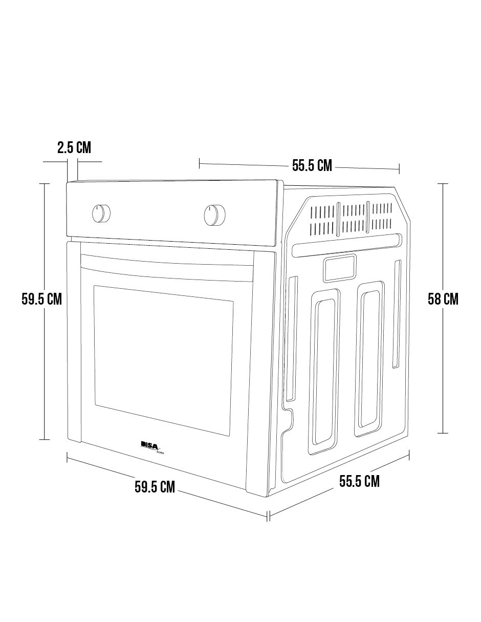 Horno a gas natural Disa Home PAEM4/CAMPC60C/HGEMP24AI capacidad 55 L