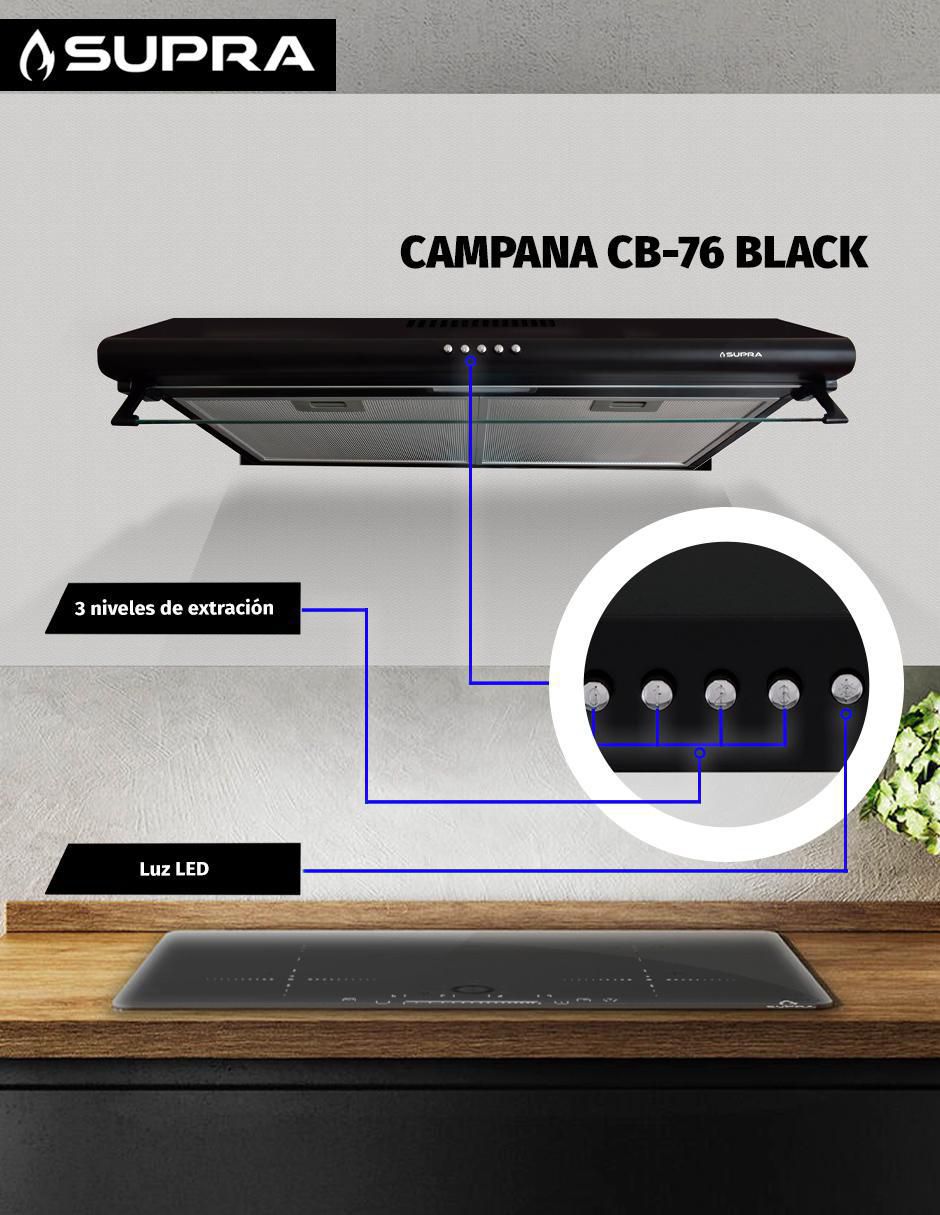 Campana de pared Supra CB-76-BLACK de acero