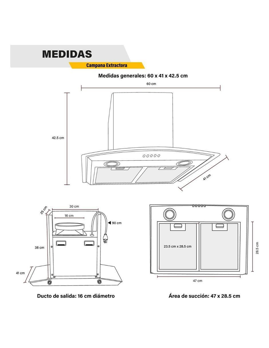 Campana de isla Gutstark MKZ-CAMPA600MGRI de acero inoxidable