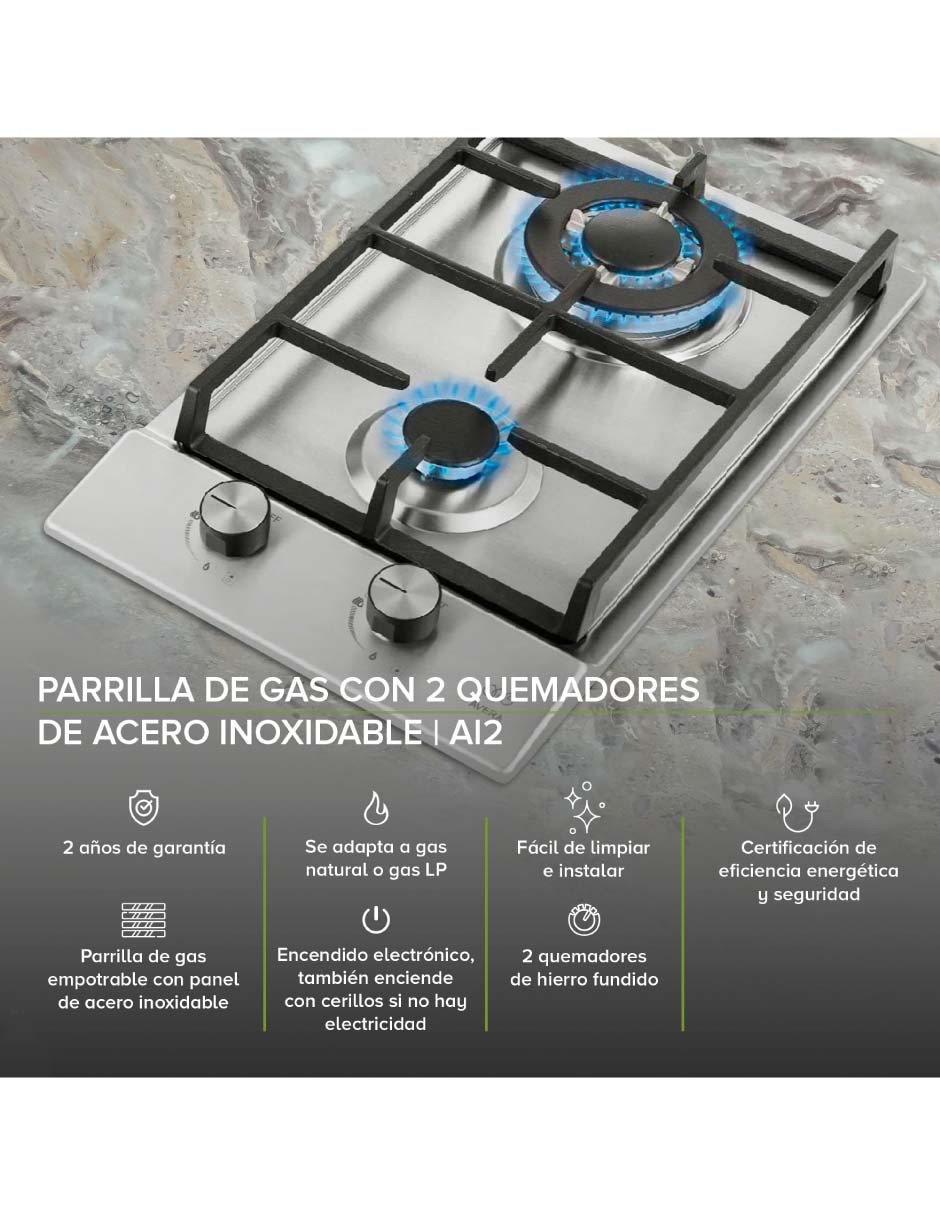 Parrilla a gas lp empotrable Avera
