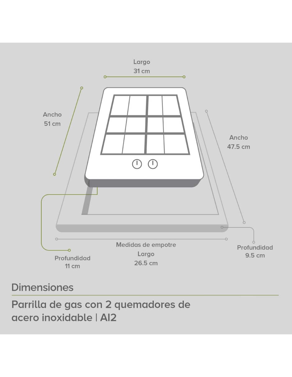 Parrilla a gas lp empotrable Avera