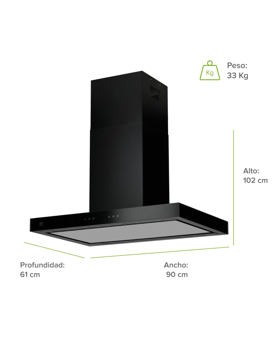 Campana de isla CEN90B de acero inoxidable 9