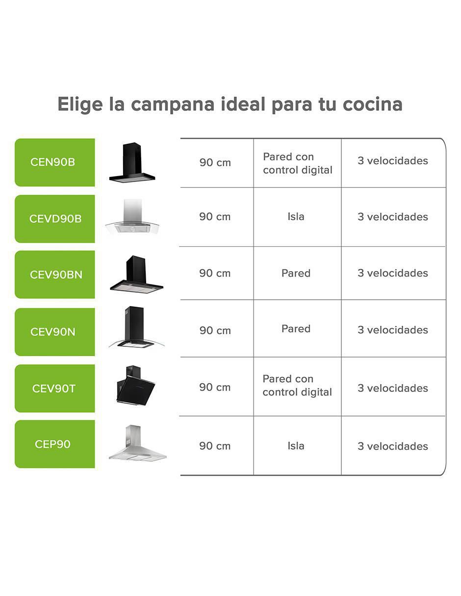 Campana de isla Avera CEN90B de acero inoxidable