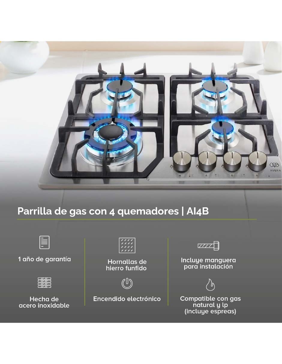 Parrilla a gas lp empotrable Avera