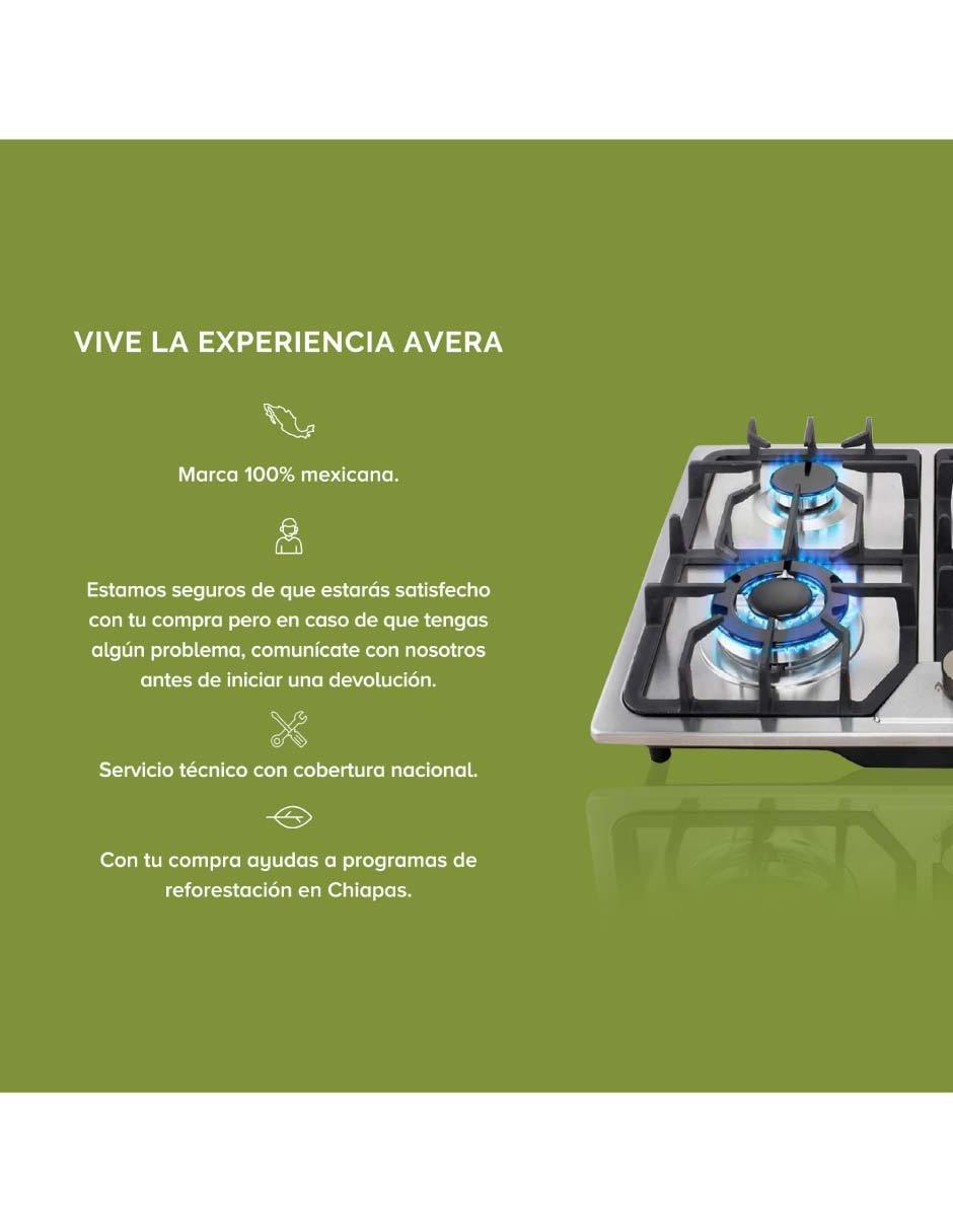 Parrilla a gas lp empotrable Avera