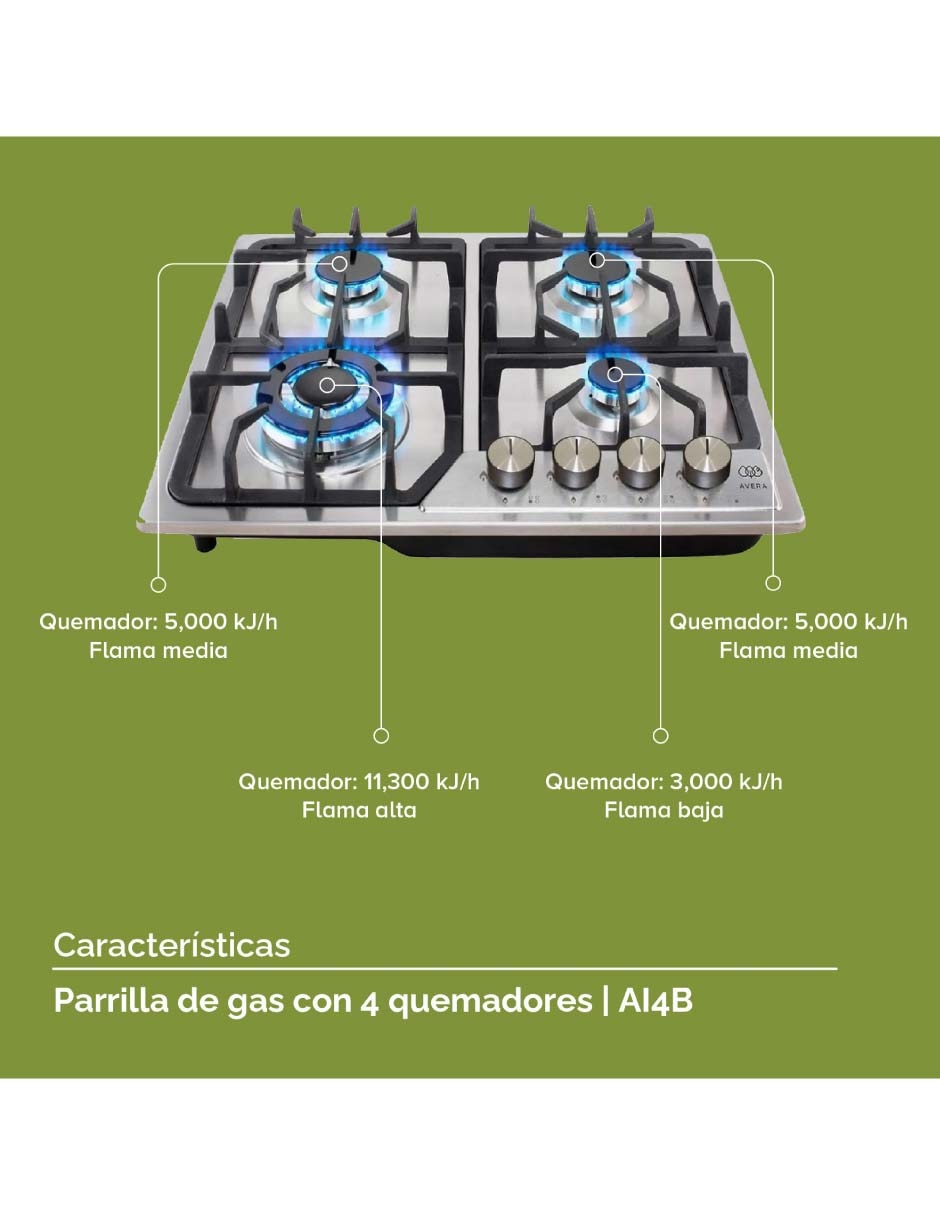 Parrilla a gas lp empotrable Avera