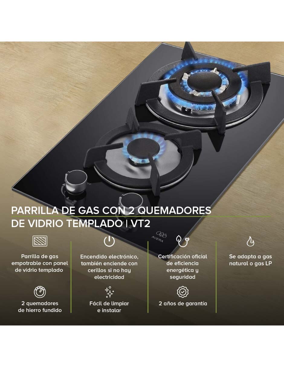 Parrilla multigas empotrable Avera