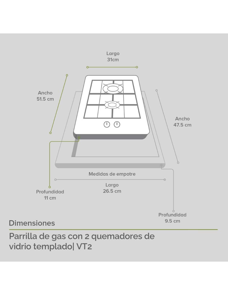 Parrilla multigas empotrable Avera