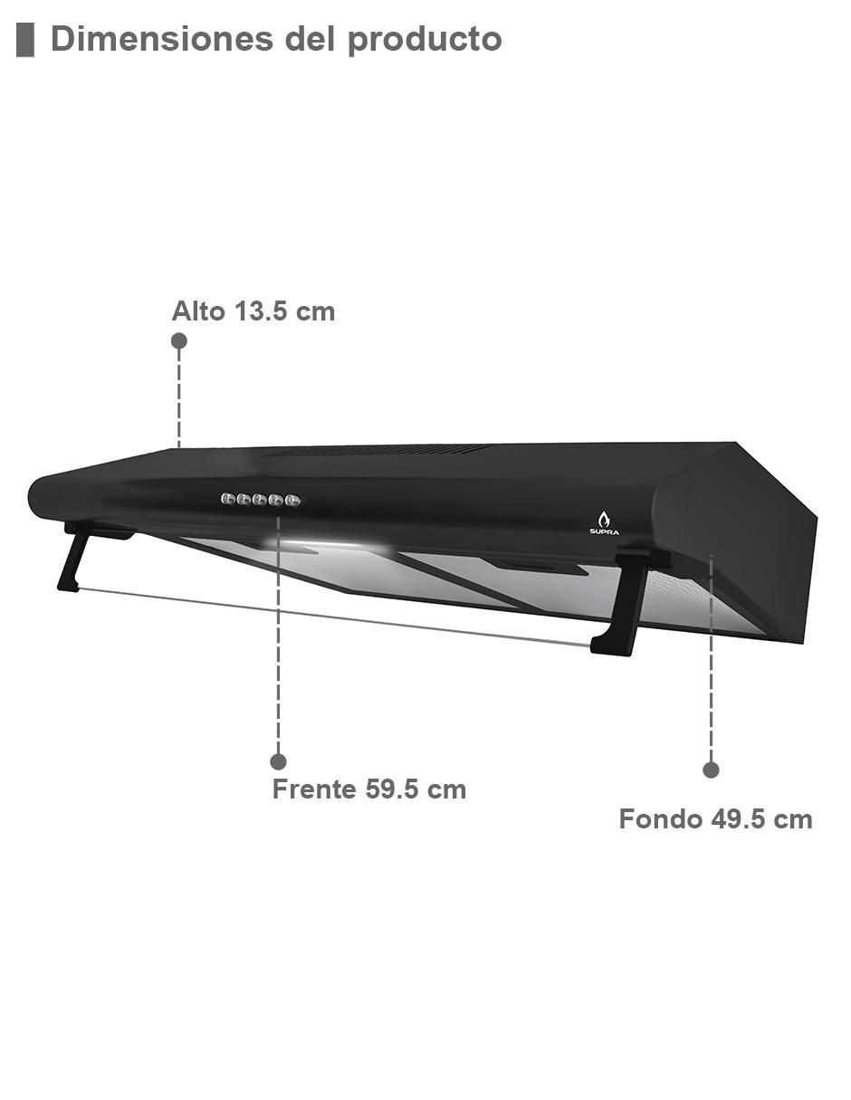 Campana de pared Supra CB-60-BLACK de acero inoxidable