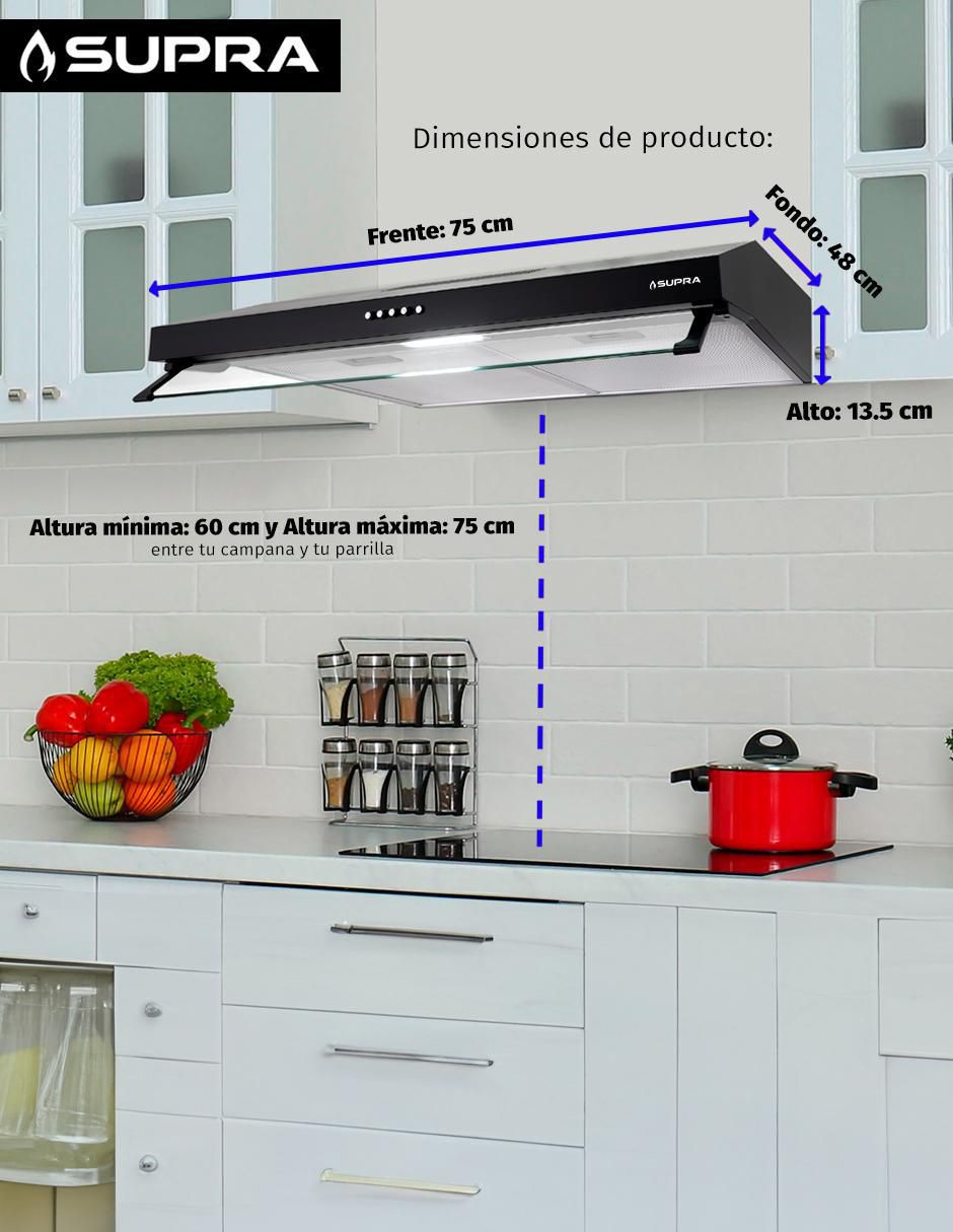 Campana de pared Supra NUBE N-76 de acero inoxidable