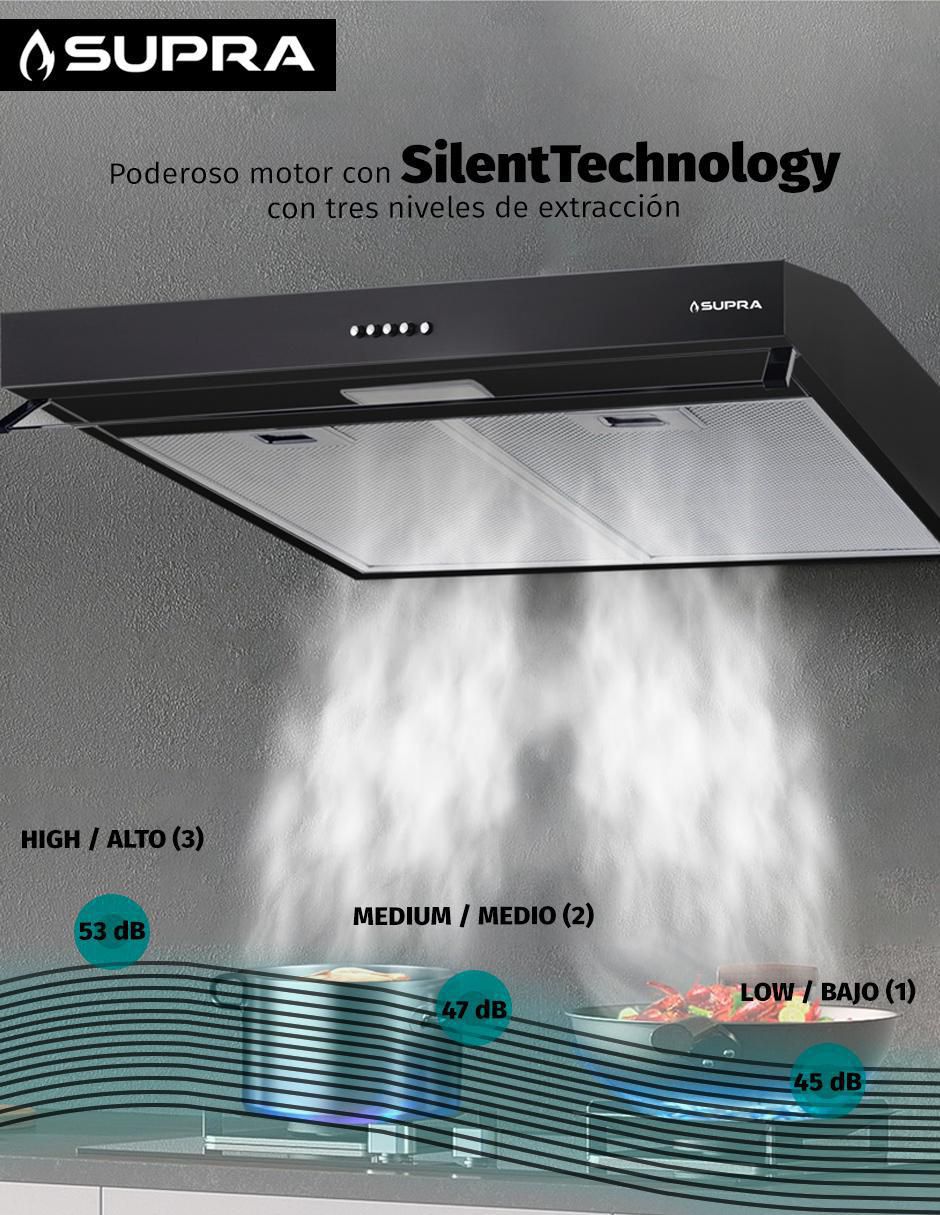 Campana de pared Supra NUBE N-76 de acero inoxidable