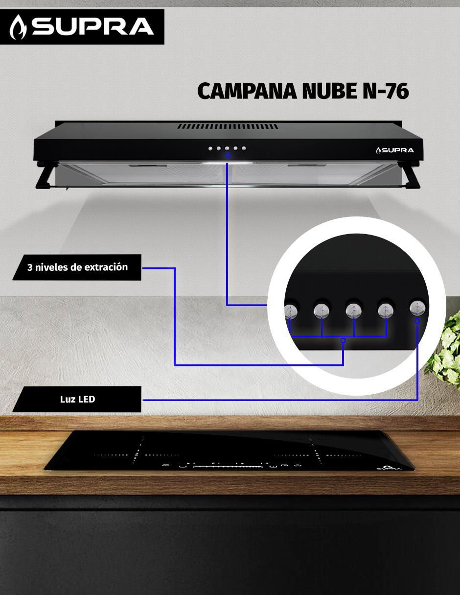 Campana de pared Supra NUBE N-76 de acero inoxidable