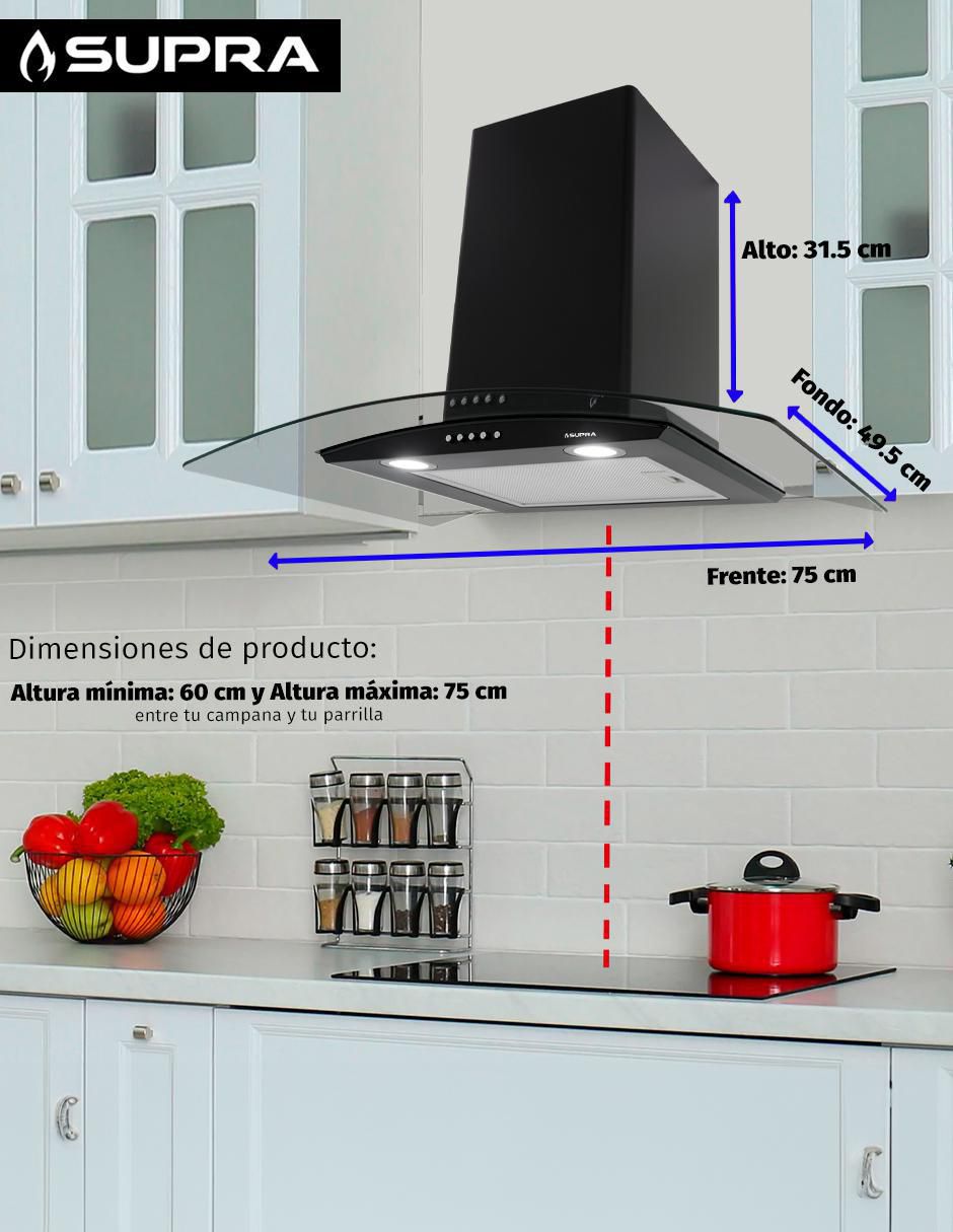 Combo campana de cocina Supra ROTWAND de cristal templado