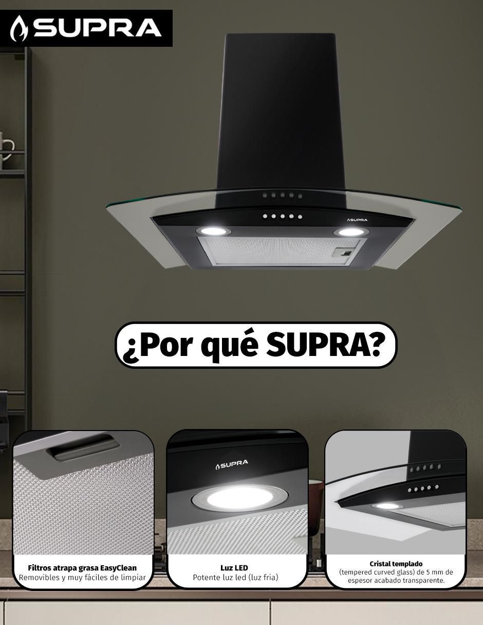 Combo campana de cocina Supra ROTWAND de cristal templado