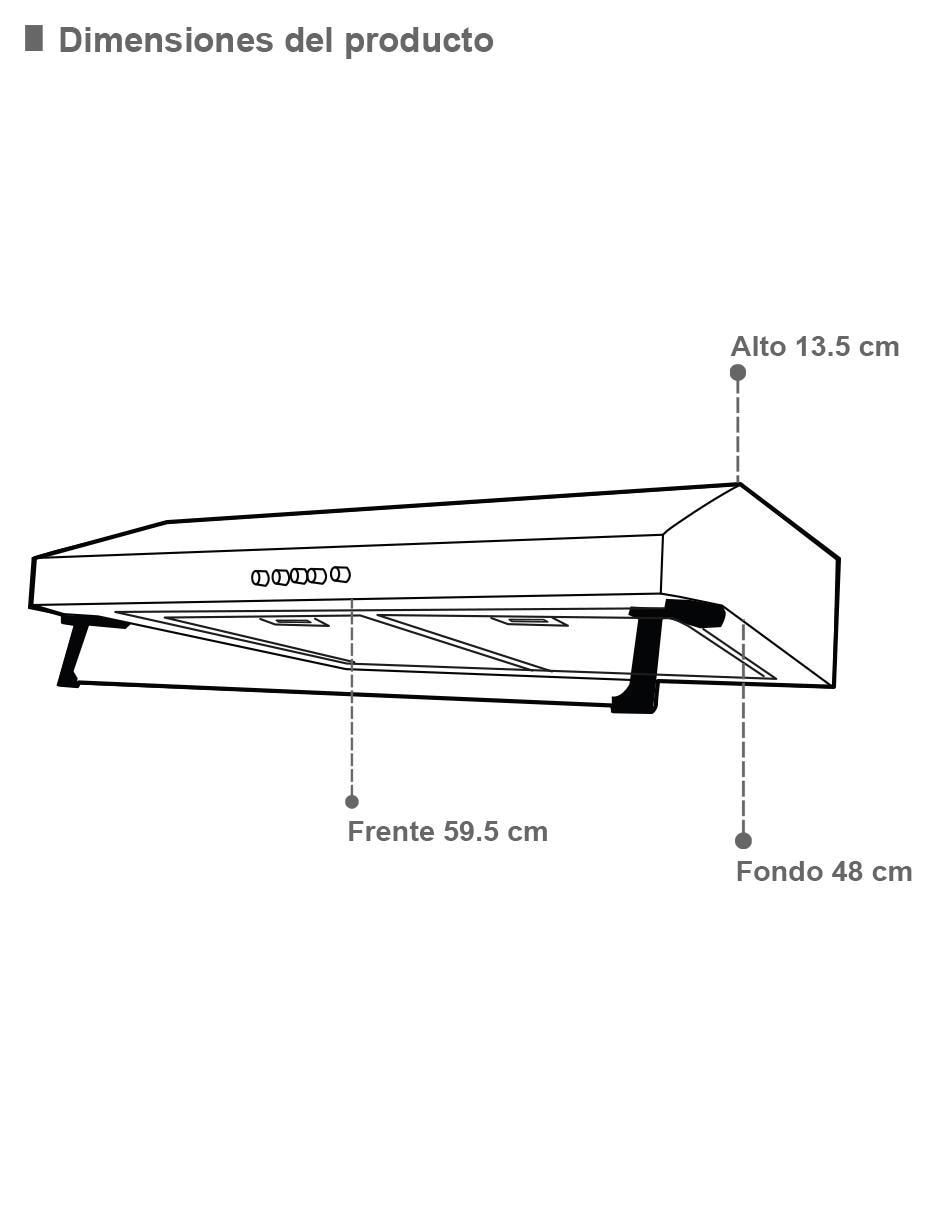Campana de pared Supra NUBE N-60 de acero inoxidable
