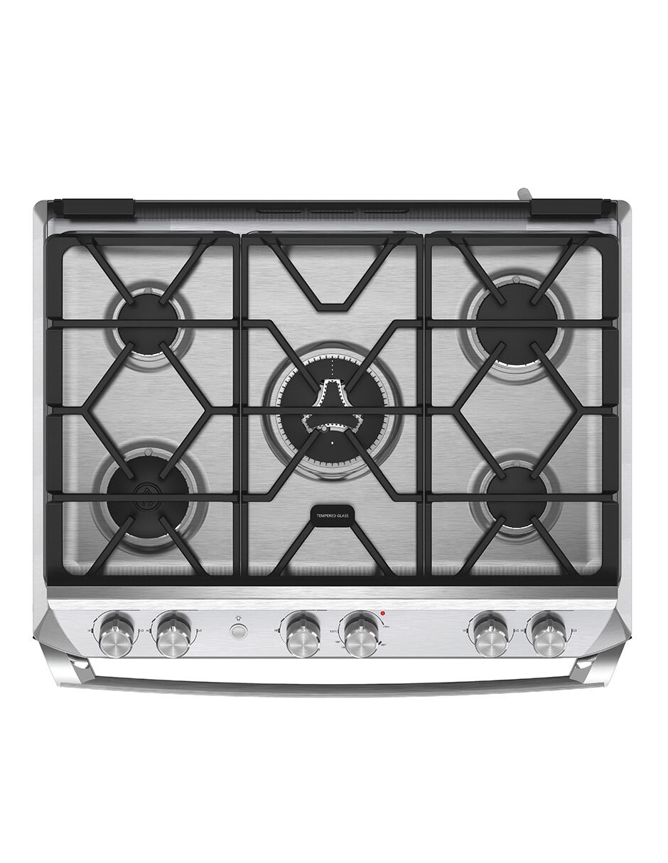 Estufa empotrable a gas lp Io Mabe Ultimate 79.2 cm IO8061GETSS0 de 5 quemadores