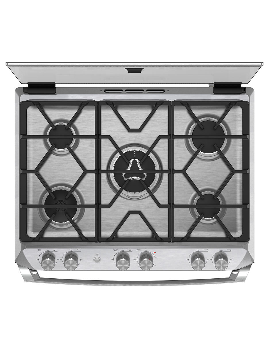 Estufa empotrable a gas lp Io Mabe Ultimate 79.2 cm IO8061GETSS0 de 5 quemadores
