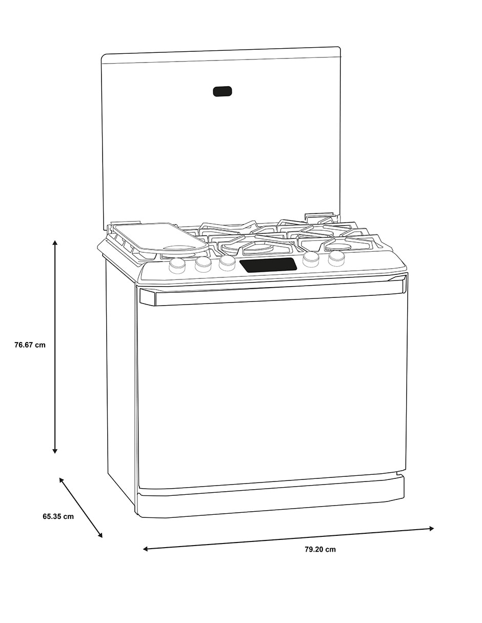 Estufa empotrable a gas natural/lp Ultimate 79.20 cm IO8084GETSS0 de 5 quemadores 10
