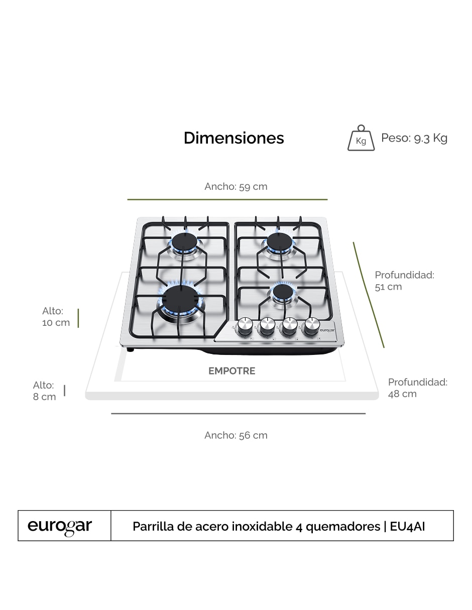 Parrilla a gas lp empotrable 7