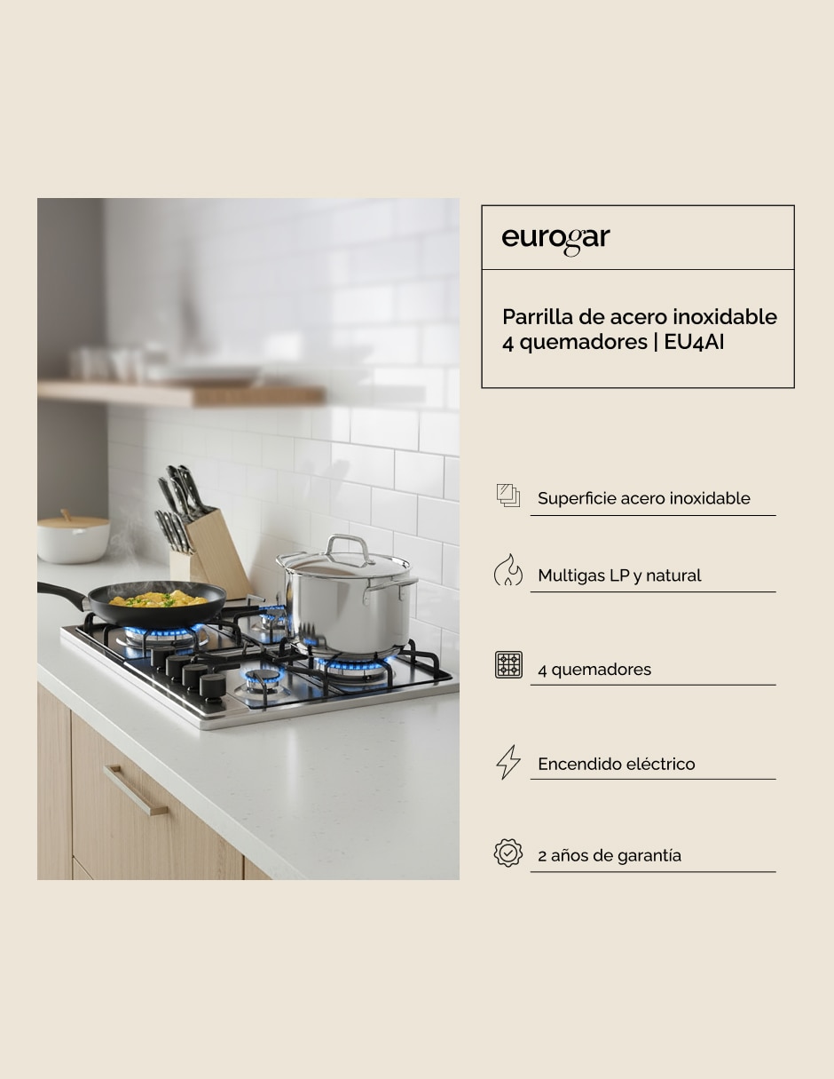 Parrilla a gas lp empotrable