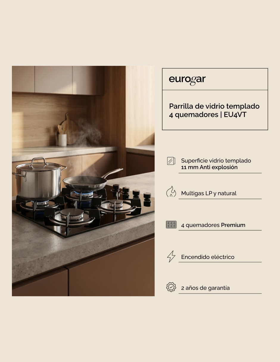 Parrilla a gas lp empotrable multigas 3